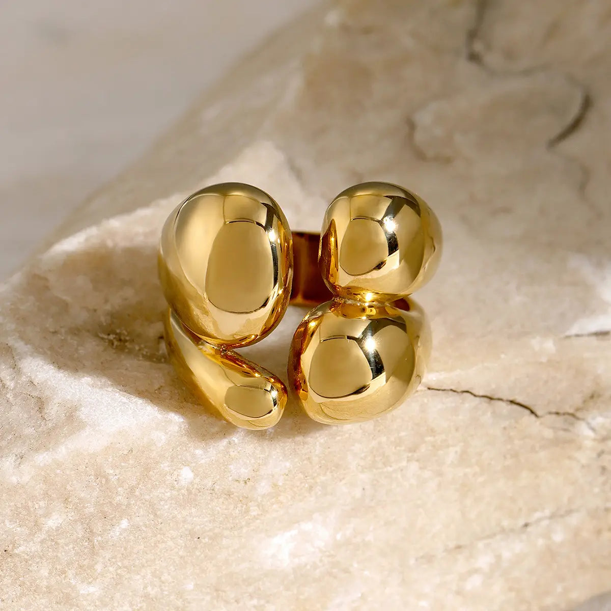 Fashion Double Layer Rings Gold And Sliver Ring Stainless Steel Layered Metal Rings For Women Jewelry