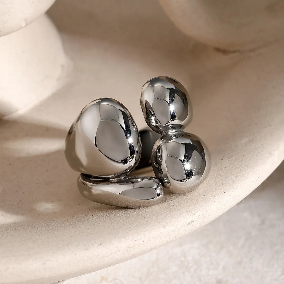 Fashion Double Layer Rings Gold And Sliver Ring Stainless Steel Layered Metal Rings For Women Jewelry