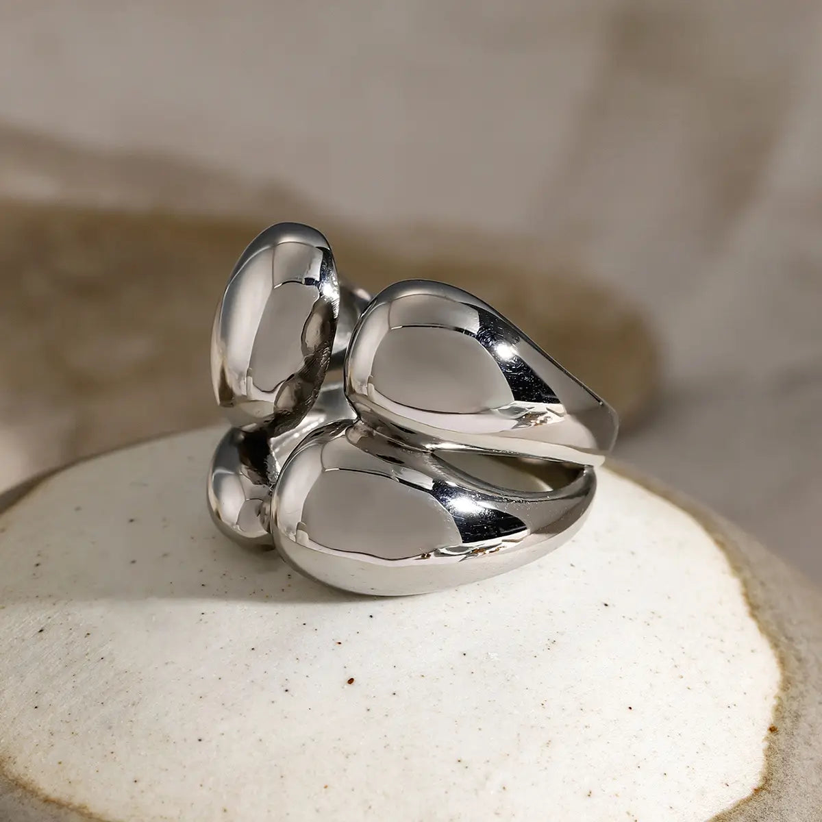 Fashion Double Layer Rings Gold And Sliver Ring Stainless Steel Layered Metal Rings For Women Jewelry