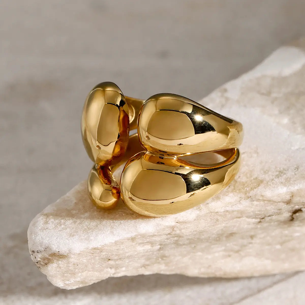 Fashion Double Layer Rings Gold And Sliver Ring Stainless Steel Layered Metal Rings For Women Jewelry