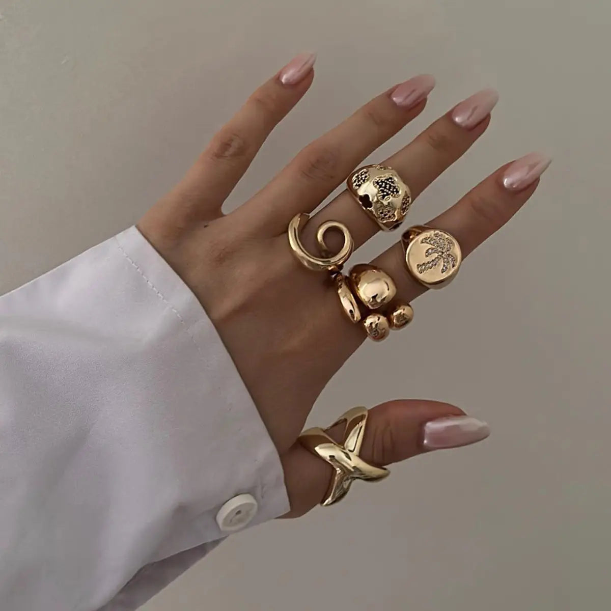 Fashion Double Layer Rings Gold And Sliver Ring Stainless Steel Layered Metal Rings For Women Jewelry