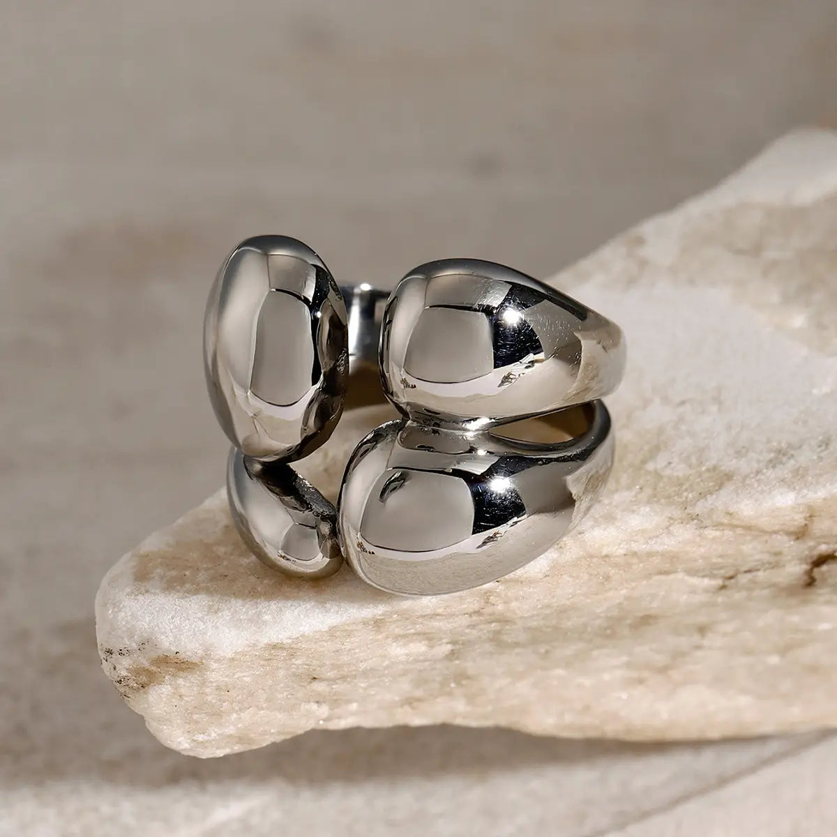 Fashion Double Layer Rings Gold And Sliver Ring Stainless Steel Layered Metal Rings For Women Jewelry