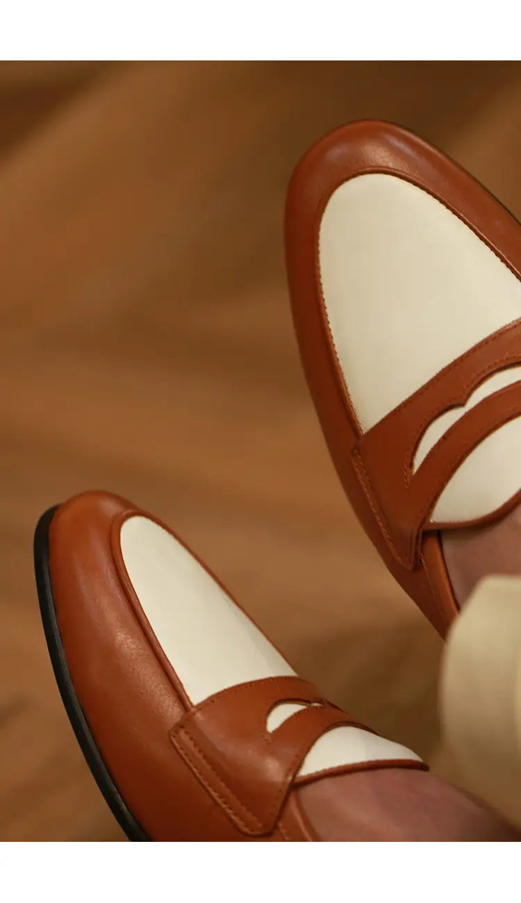 Men’s Champagne Trendy Casual Leather Shoes