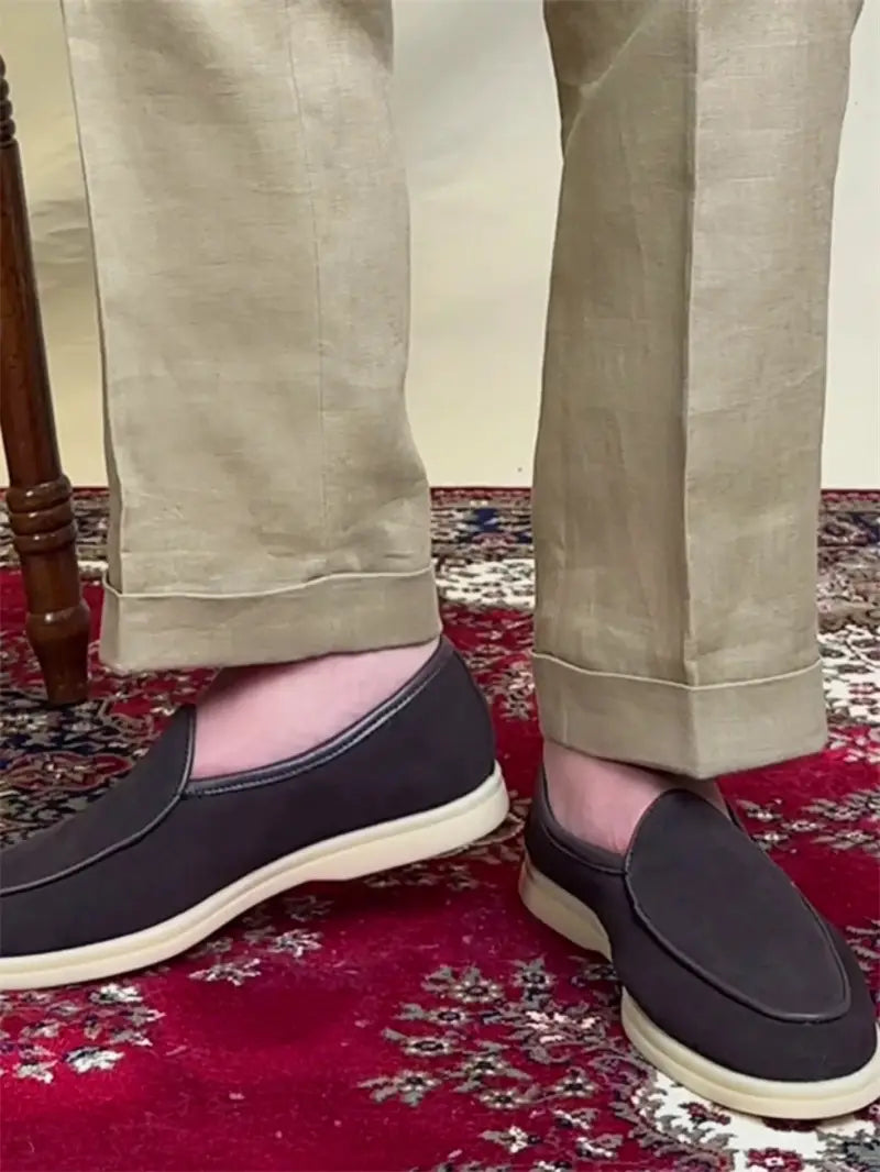 Plain Rubber Thick-soled Men’s Suede Casual Leather Shoes