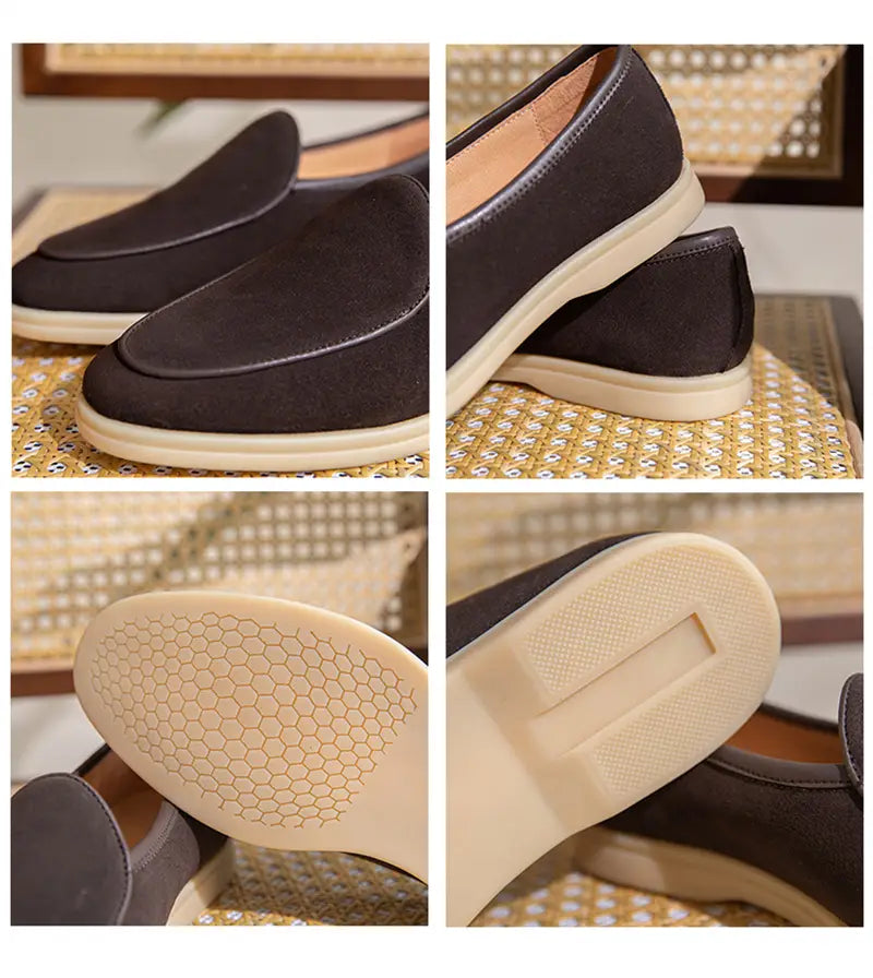 Plain Rubber Thick-soled Men’s Suede Casual Leather Shoes