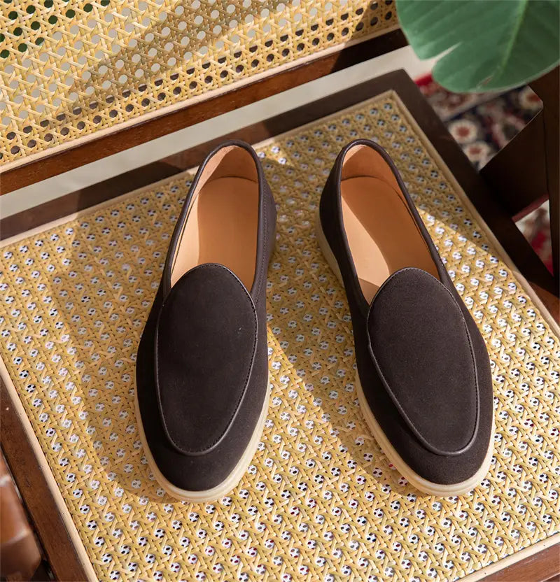 Plain Rubber Thick-soled Men’s Suede Casual Leather Shoes