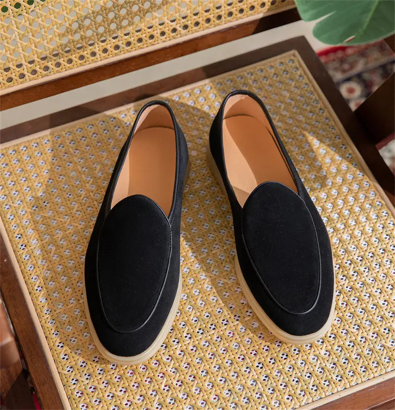 Plain Rubber Thick-soled Men’s Suede Casual Leather Shoes