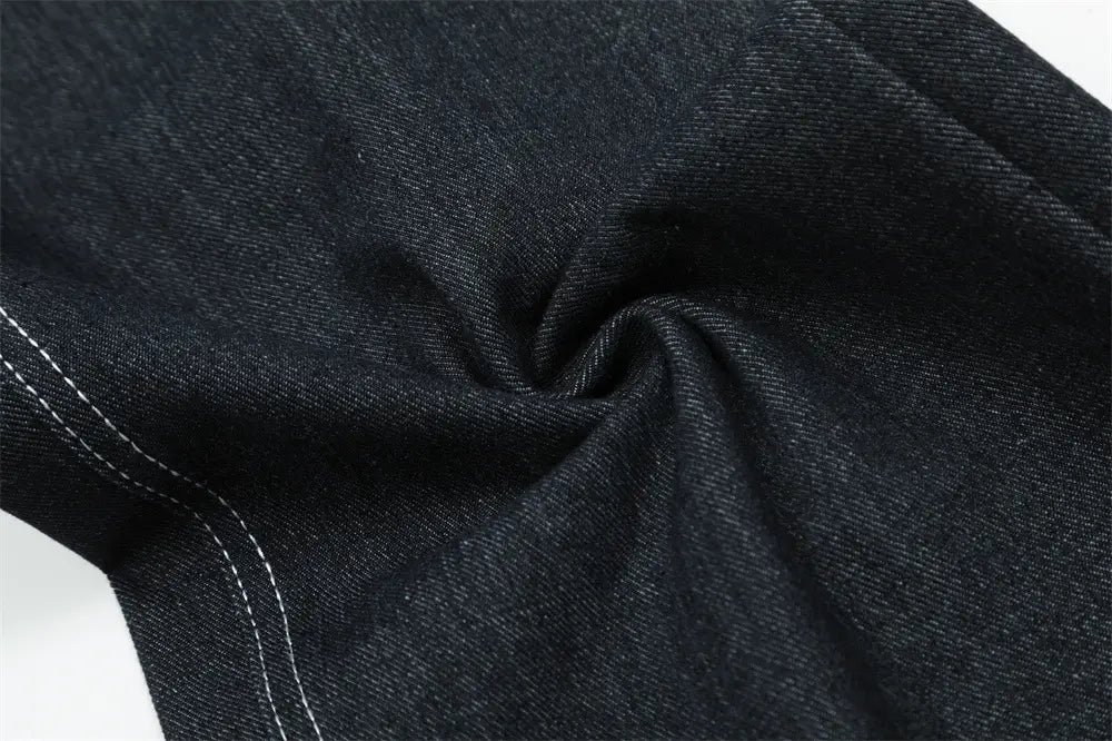 Fashion Stitching Denim Straight-leg Trousers Men