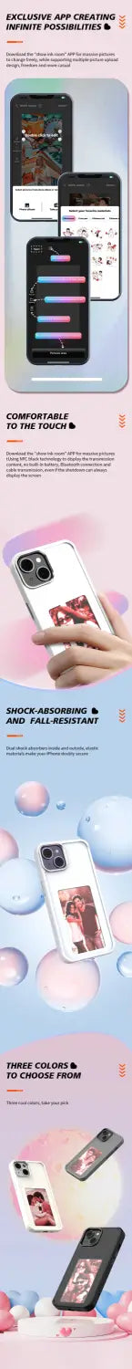E-ink Screen Phone Case Unlimited Screen Projection Personalized Phone Cover Battery Free New Designer Luxury Phone Case