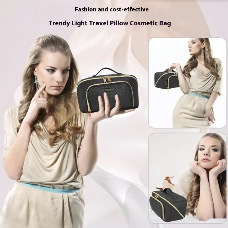 Large-Capacity Cosmetic Bag Portable Waterproof Makeup Storage Case Women Multifunction Bathroom Toiletries Organizer
