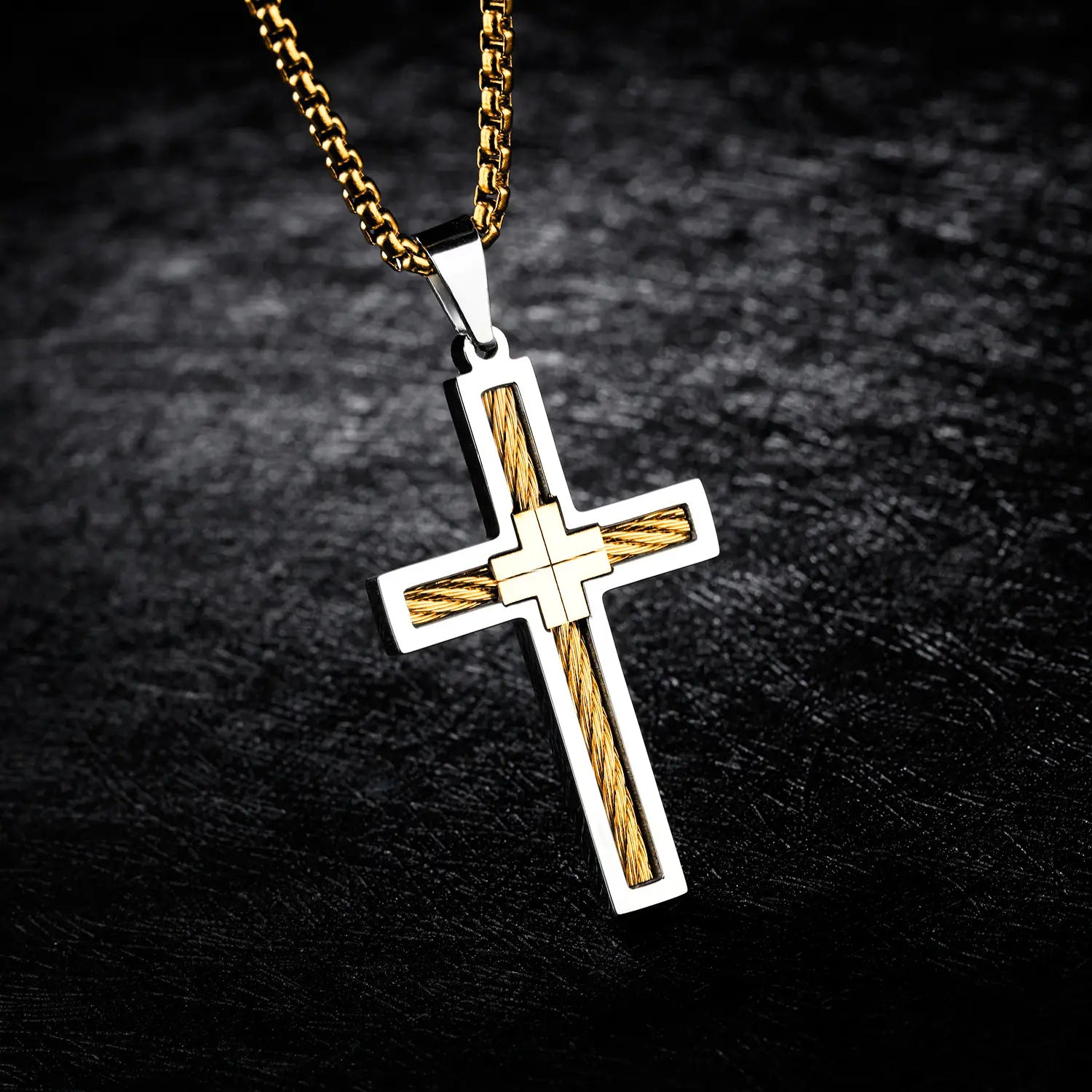Titanium Steel Wire Cross Men’s Necklace