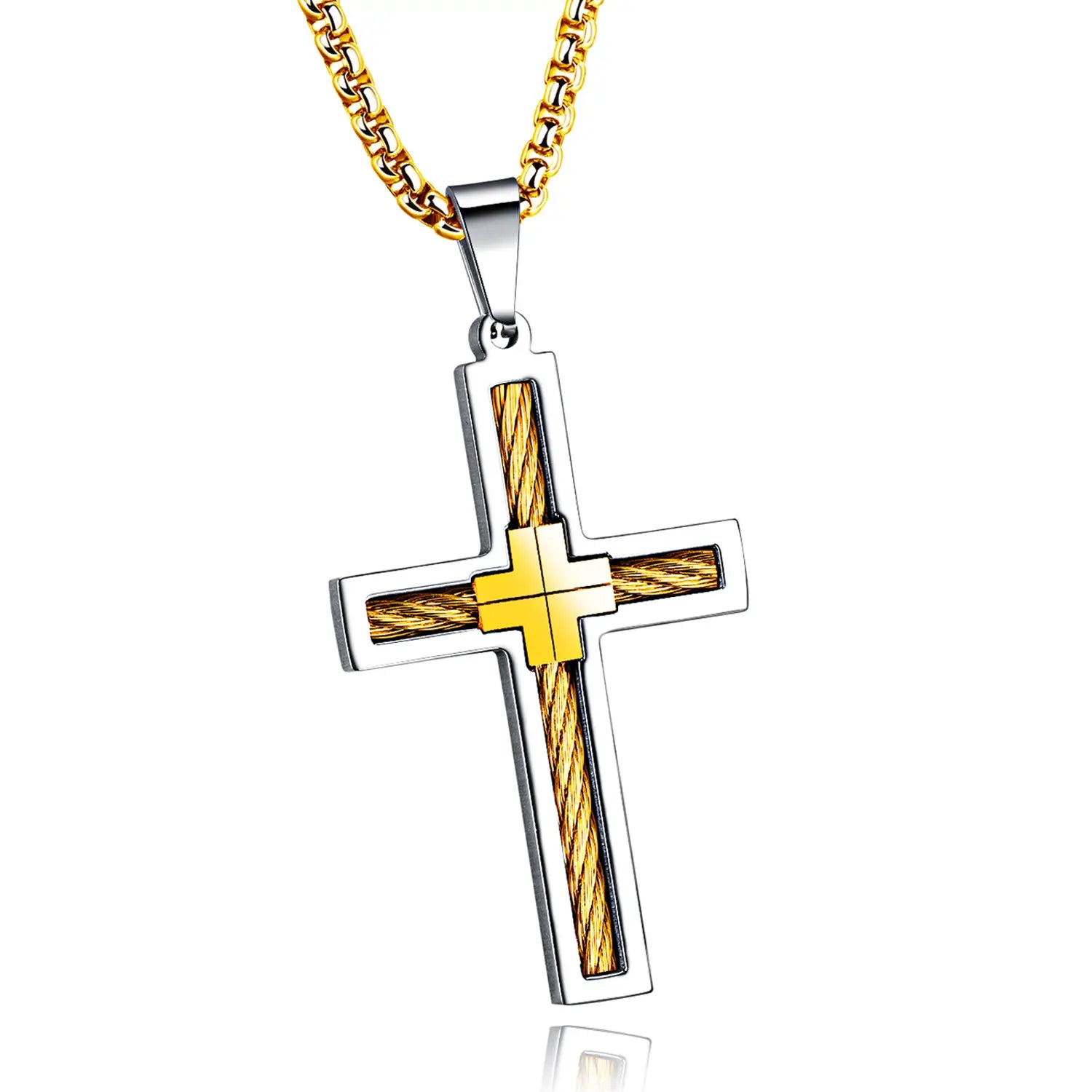 Titanium Steel Wire Cross Men’s Necklace
