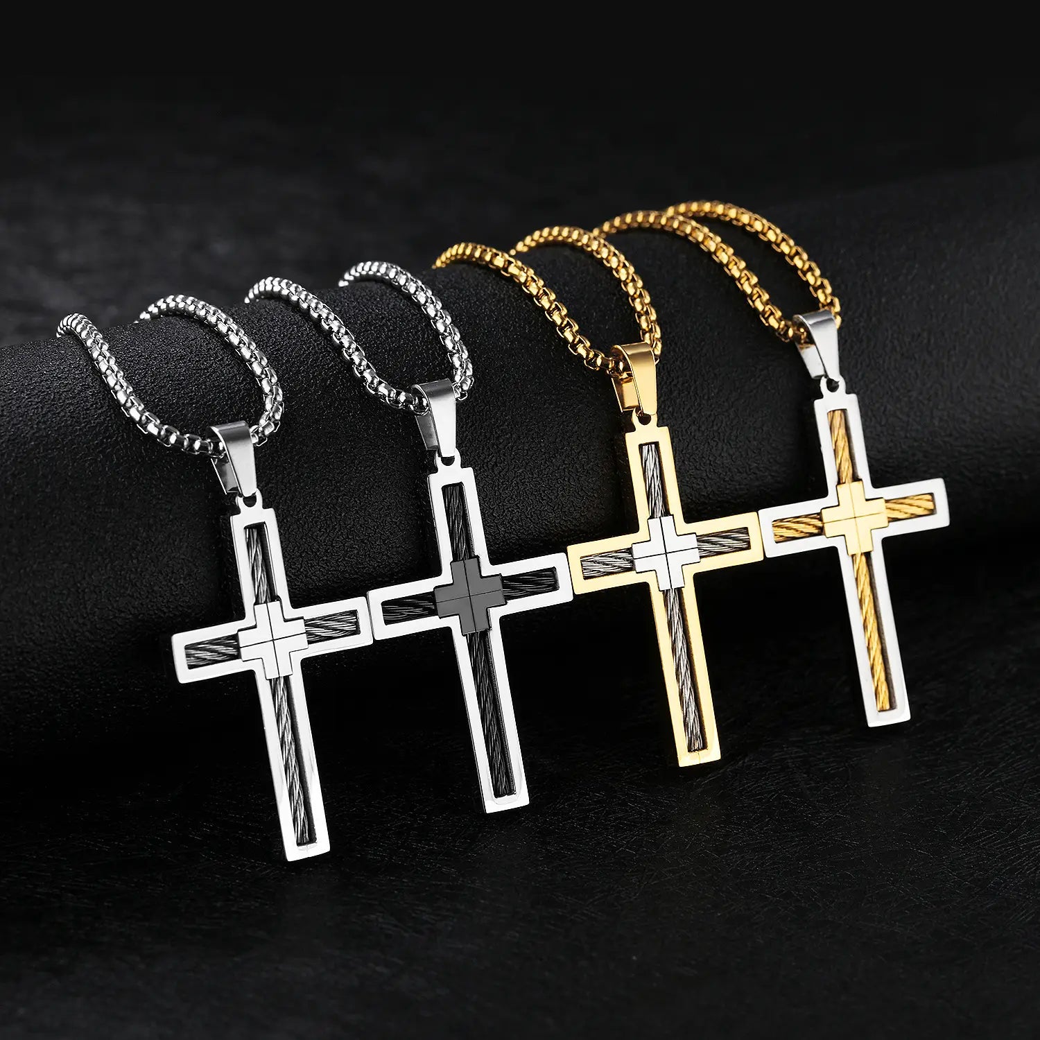 Titanium Steel Wire Cross Men’s Necklace