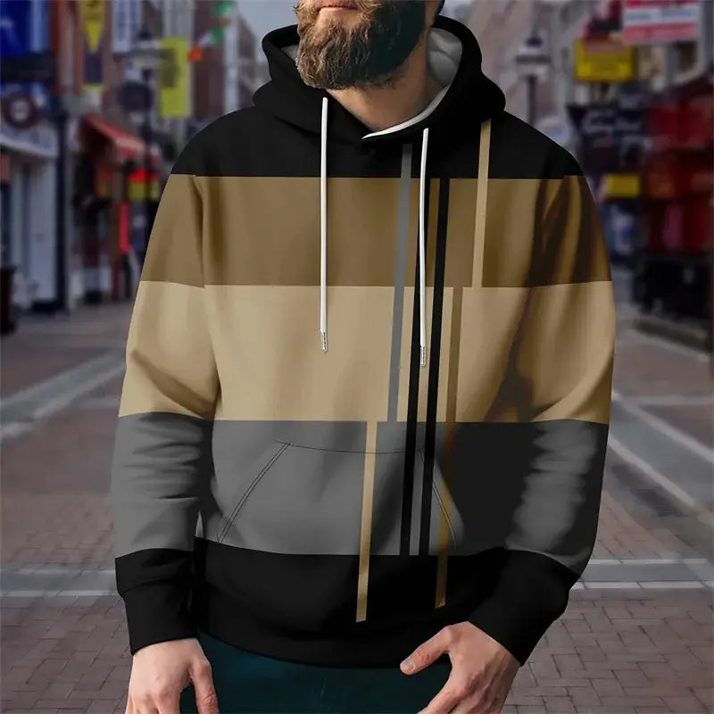 Men’s Hooded Printed Sports Plus Size Pullover Sweater