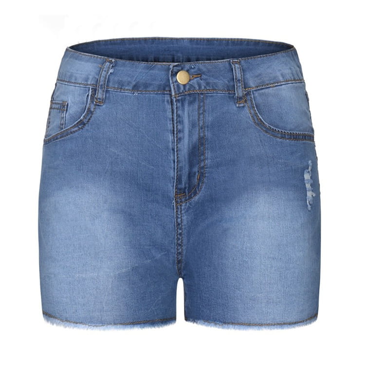 Women’s Stretch Slim Fit Ripped Tassel Denim Shorts