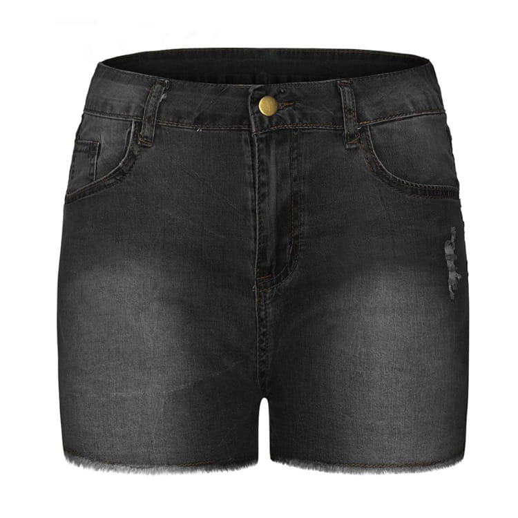 Women’s Stretch Slim Fit Ripped Tassel Denim Shorts