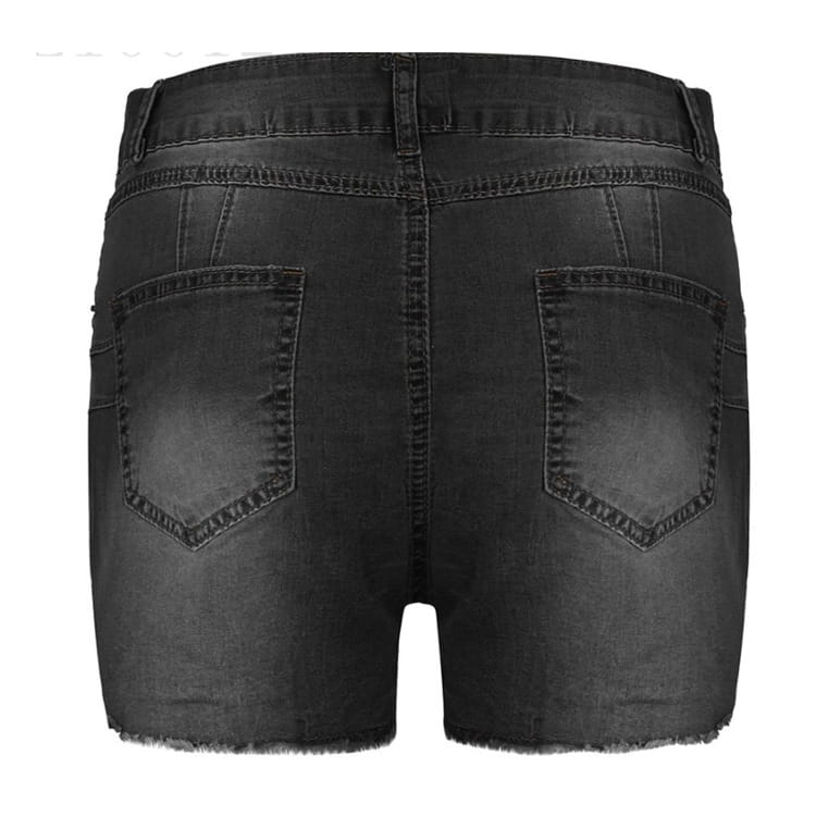 Women’s Stretch Slim Fit Ripped Tassel Denim Shorts