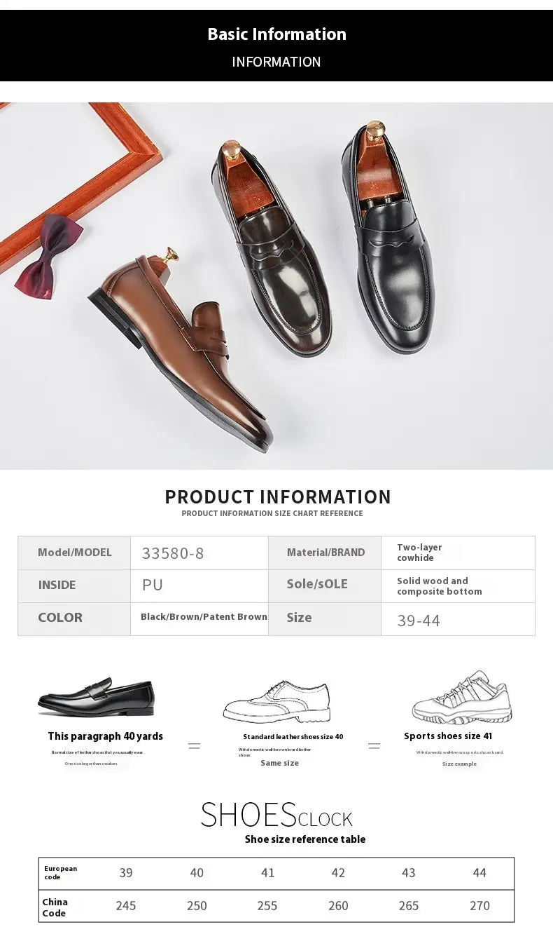 Men’s Leather Summer British Style Simple Business Leather Shoes