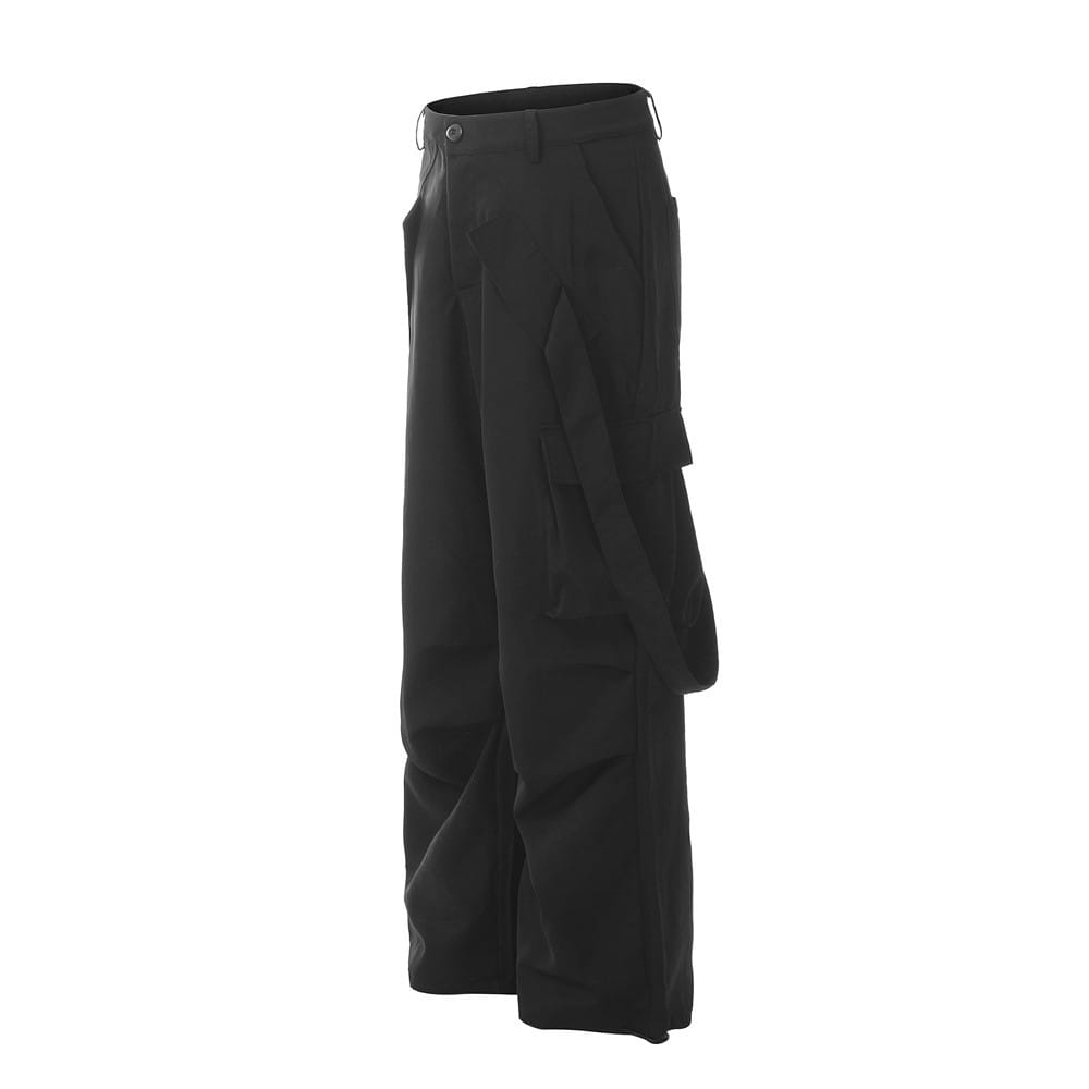Overalls Men’s Ribbon Pocket Design Pleated