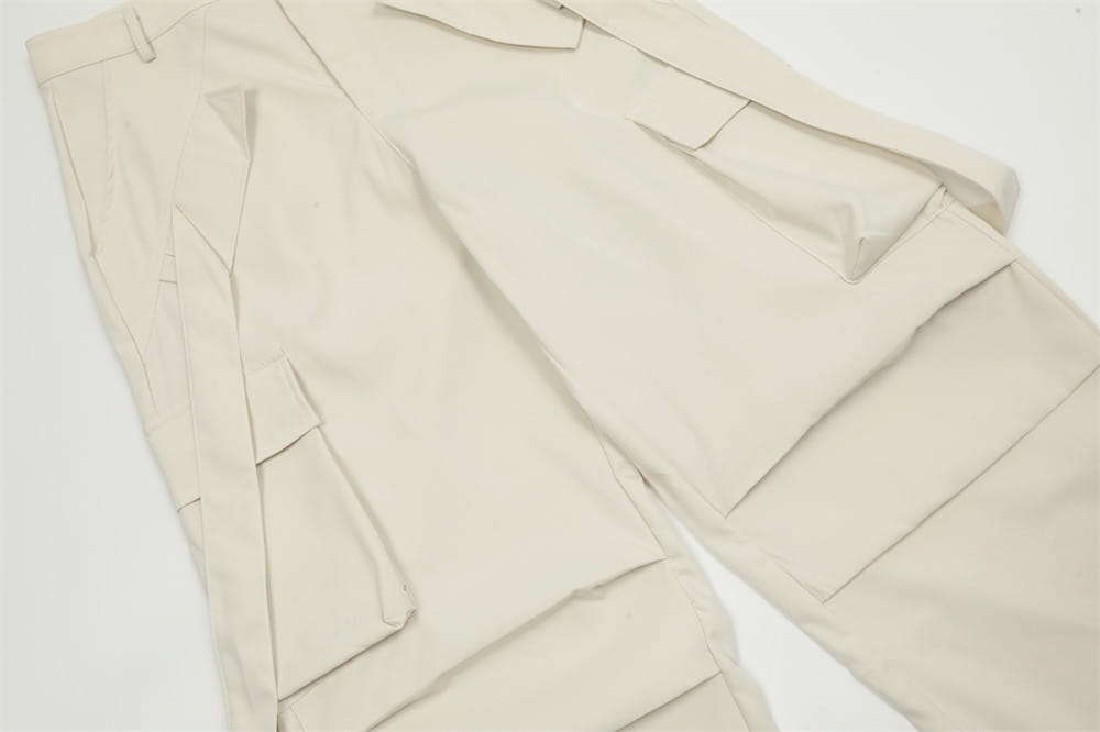 Overalls Men’s Ribbon Pocket Design Pleated