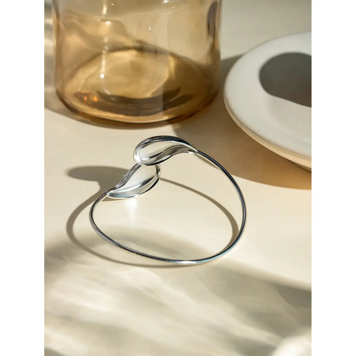 Fashion Jewelry Minar Hip Hop Metallic Irregular Water Drop Twist Adjustable Bangles For Women Titanium Steel 18K Gold