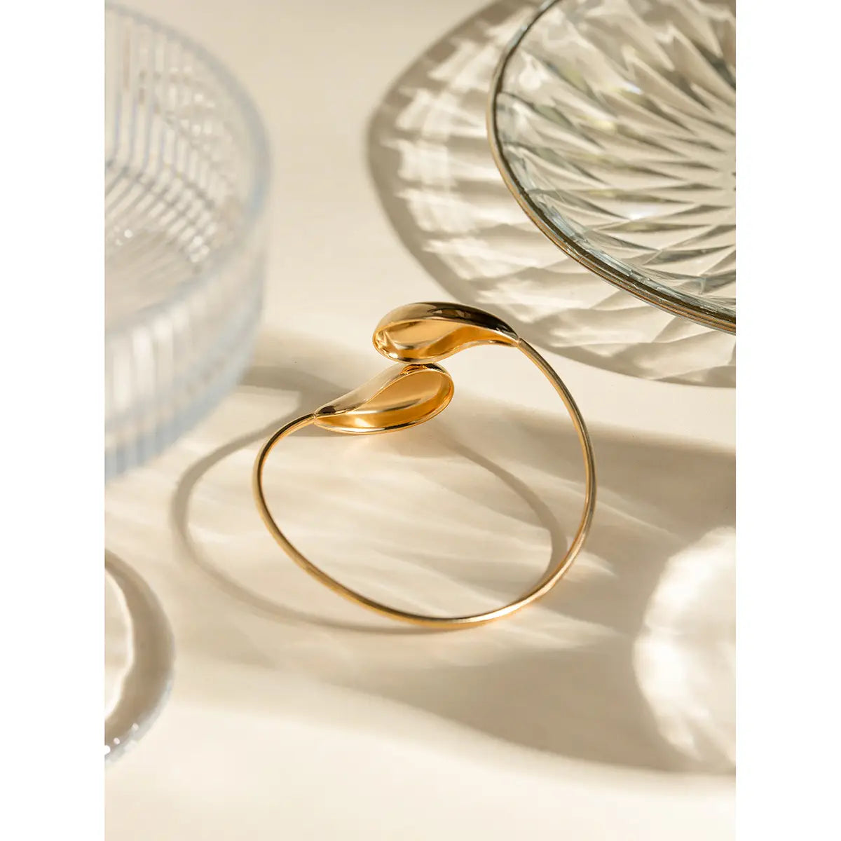 Fashion Jewelry Minar Hip Hop Metallic Irregular Water Drop Twist Adjustable Bangles For Women Titanium Steel 18K Gold