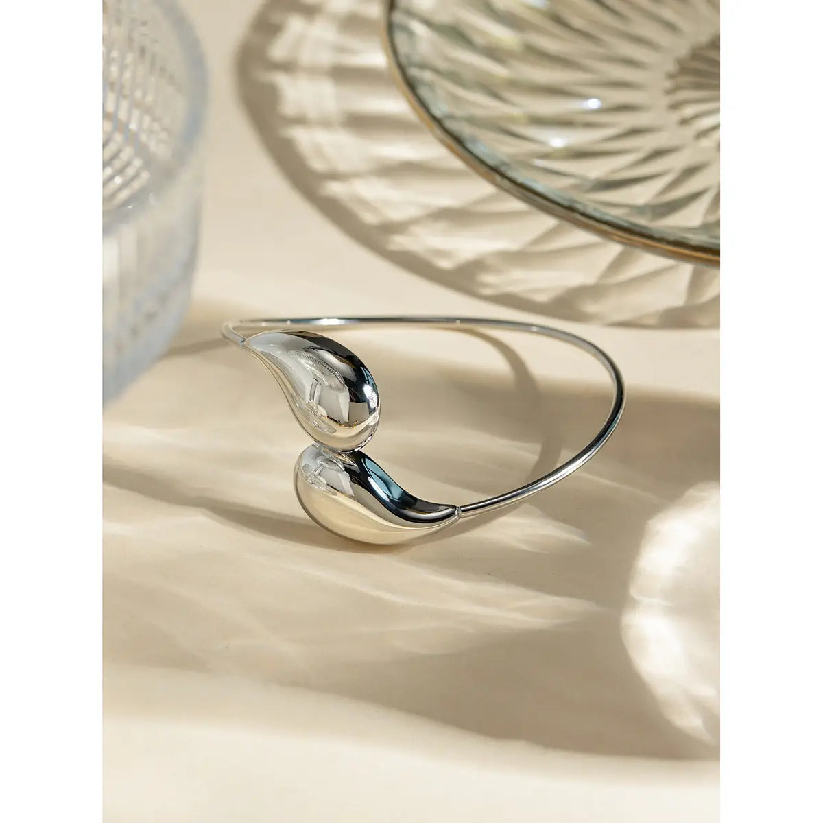 Fashion Jewelry Minar Hip Hop Metallic Irregular Water Drop Twist Adjustable Bangles For Women Titanium Steel 18K Gold