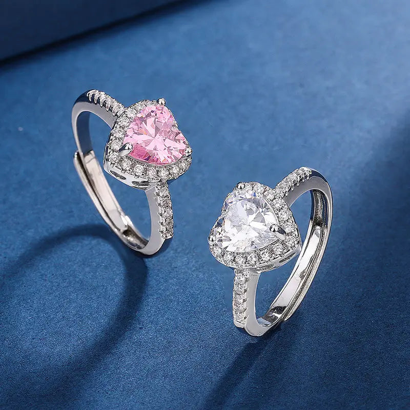 Fashion Jewelry Micro-encrusted Zircon Diamond Love Peach Heart Ring Female Luxury High-end Marriage Niche Temperament