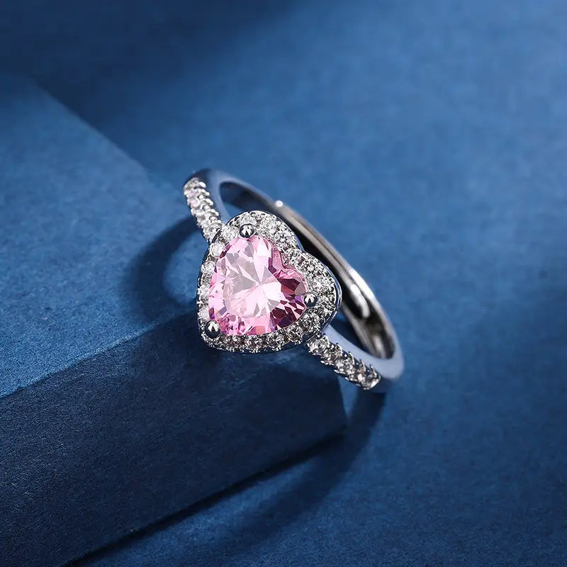 Fashion Jewelry Micro-encrusted Zircon Diamond Love Peach Heart Ring Female Luxury High-end Marriage Niche Temperament