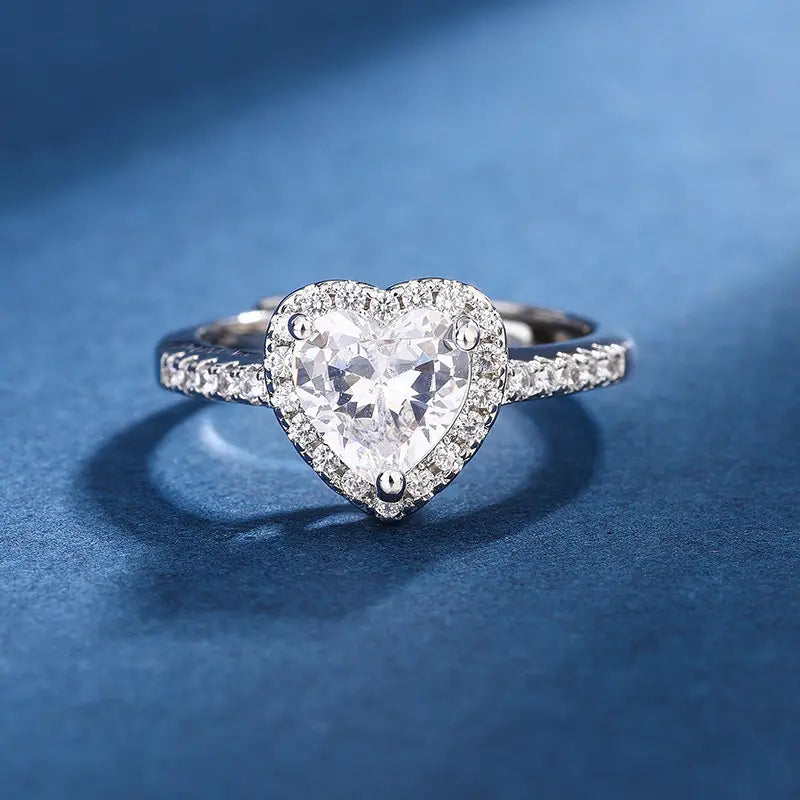 Fashion Jewelry Micro-encrusted Zircon Diamond Love Peach Heart Ring Female Luxury High-end Marriage Niche Temperament