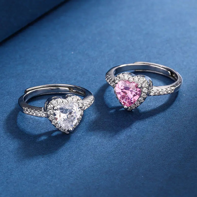 Fashion Jewelry Micro-encrusted Zircon Diamond Love Peach Heart Ring Female Luxury High-end Marriage Niche Temperament