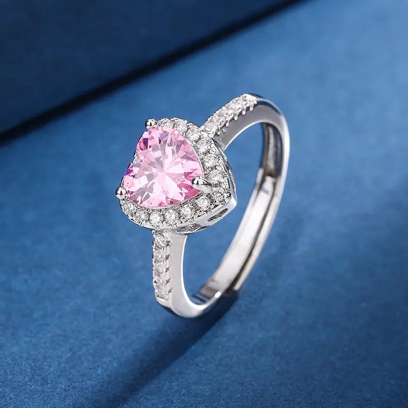 Fashion Jewelry Micro-encrusted Zircon Diamond Love Peach Heart Ring Female Luxury High-end Marriage Niche Temperament