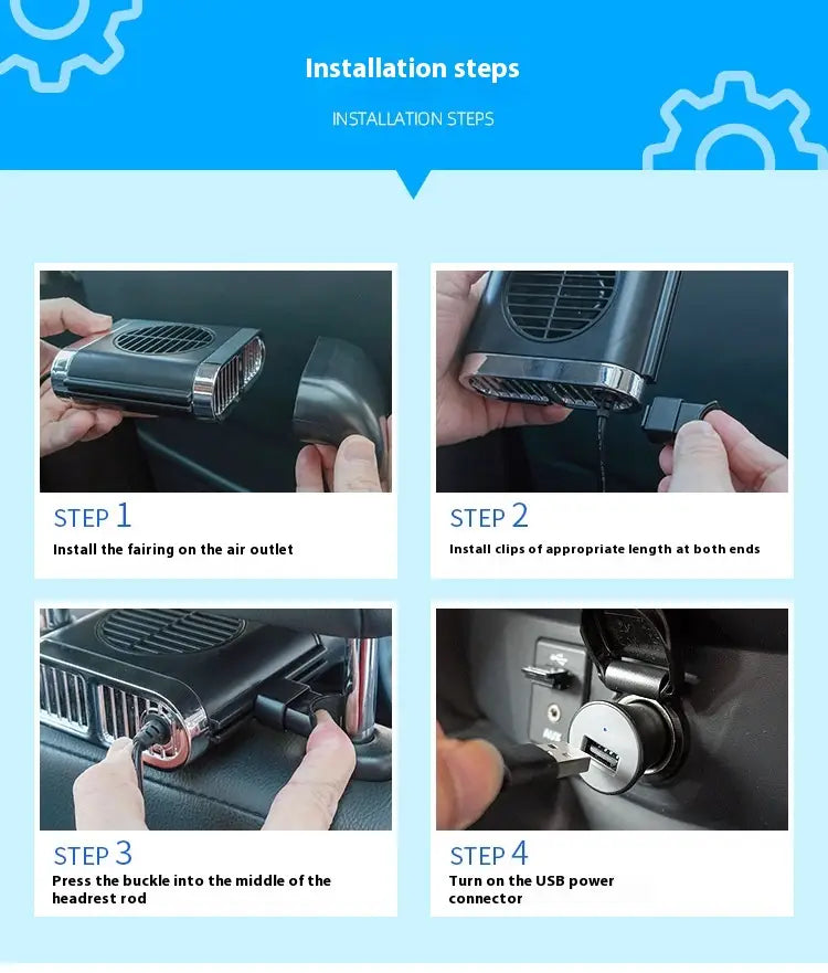 Car Fan Magnetic Fan Car Cooler Silent Wireless Charging USB Fan 3Speed Adjustable Universal Car Rear Seat Auto Cooling