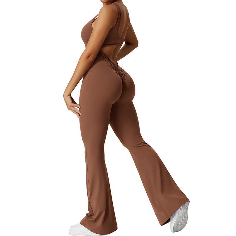 Women Sleeveless Flare Jumpsuits Fitness Yoga Long Pants