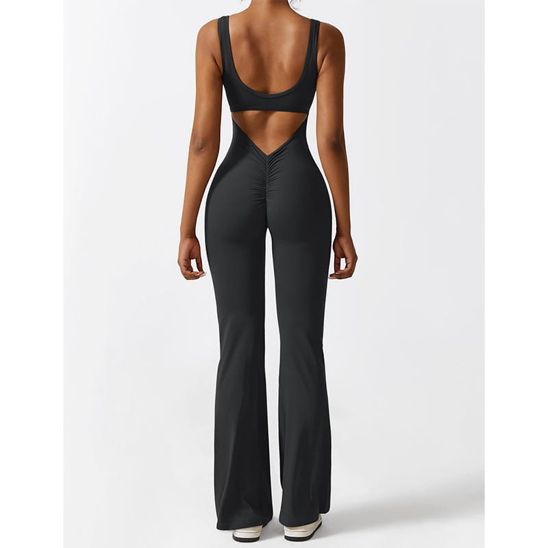 Women Sleeveless Flare Jumpsuits Fitness Yoga Long Pants
