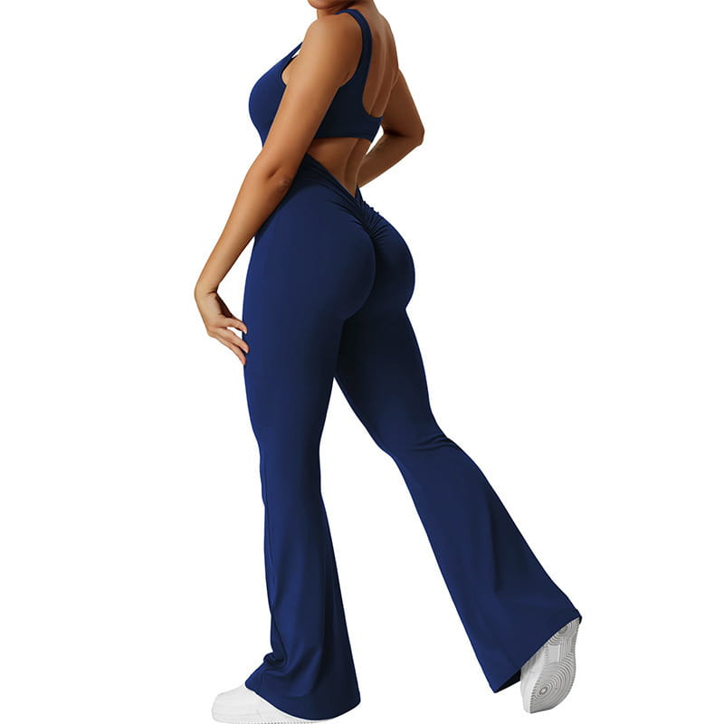 Women Sleeveless Flare Jumpsuits Fitness Yoga Long Pants