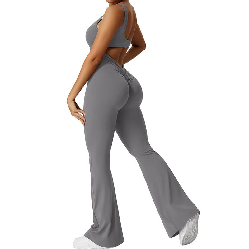 Women Sleeveless Flare Jumpsuits Fitness Yoga Long Pants