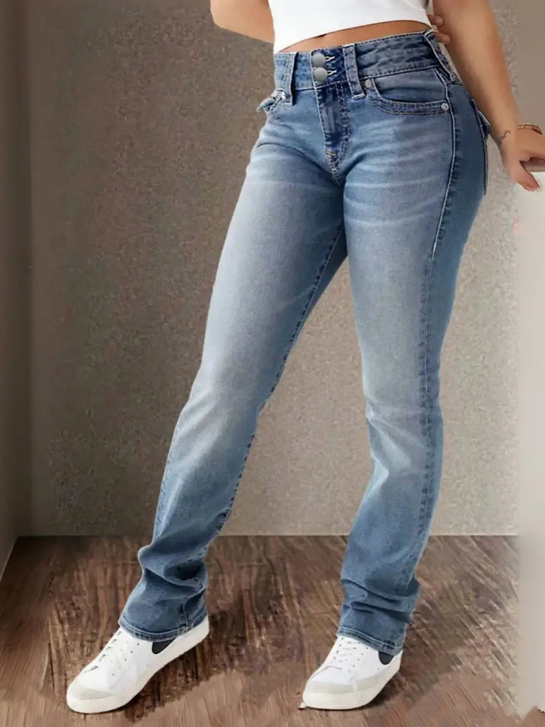 Spring And Summer New Women’s Stretch Washed High Waist Jeans Casual Jeans