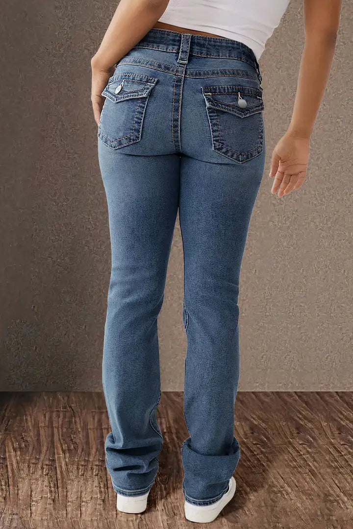 Spring And Summer New Women’s Stretch Washed High Waist Jeans Casual Jeans