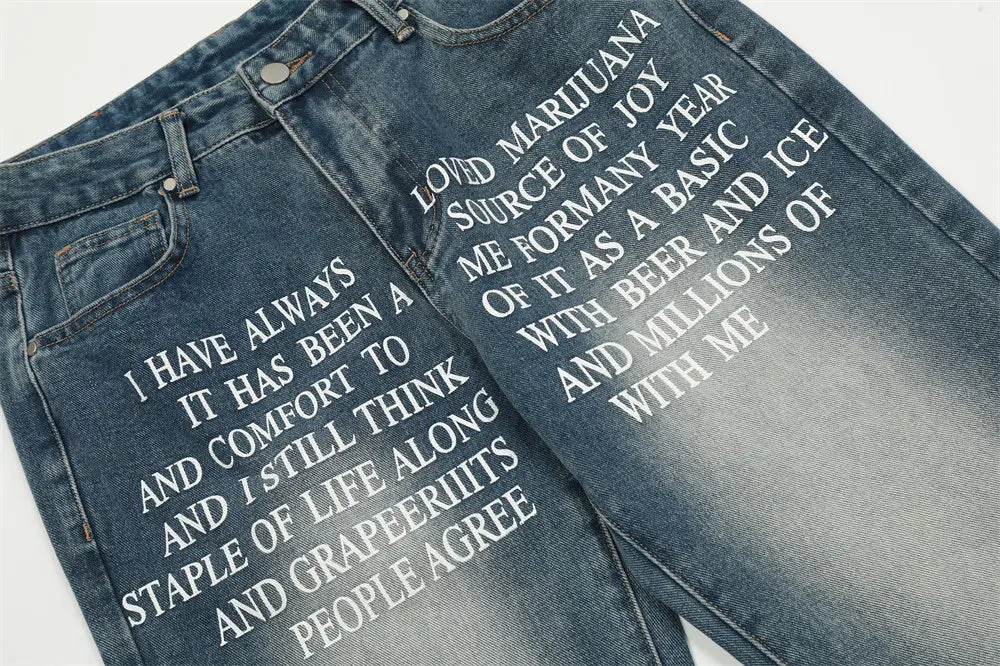 Denim Straight-leg Trousers Men And Women