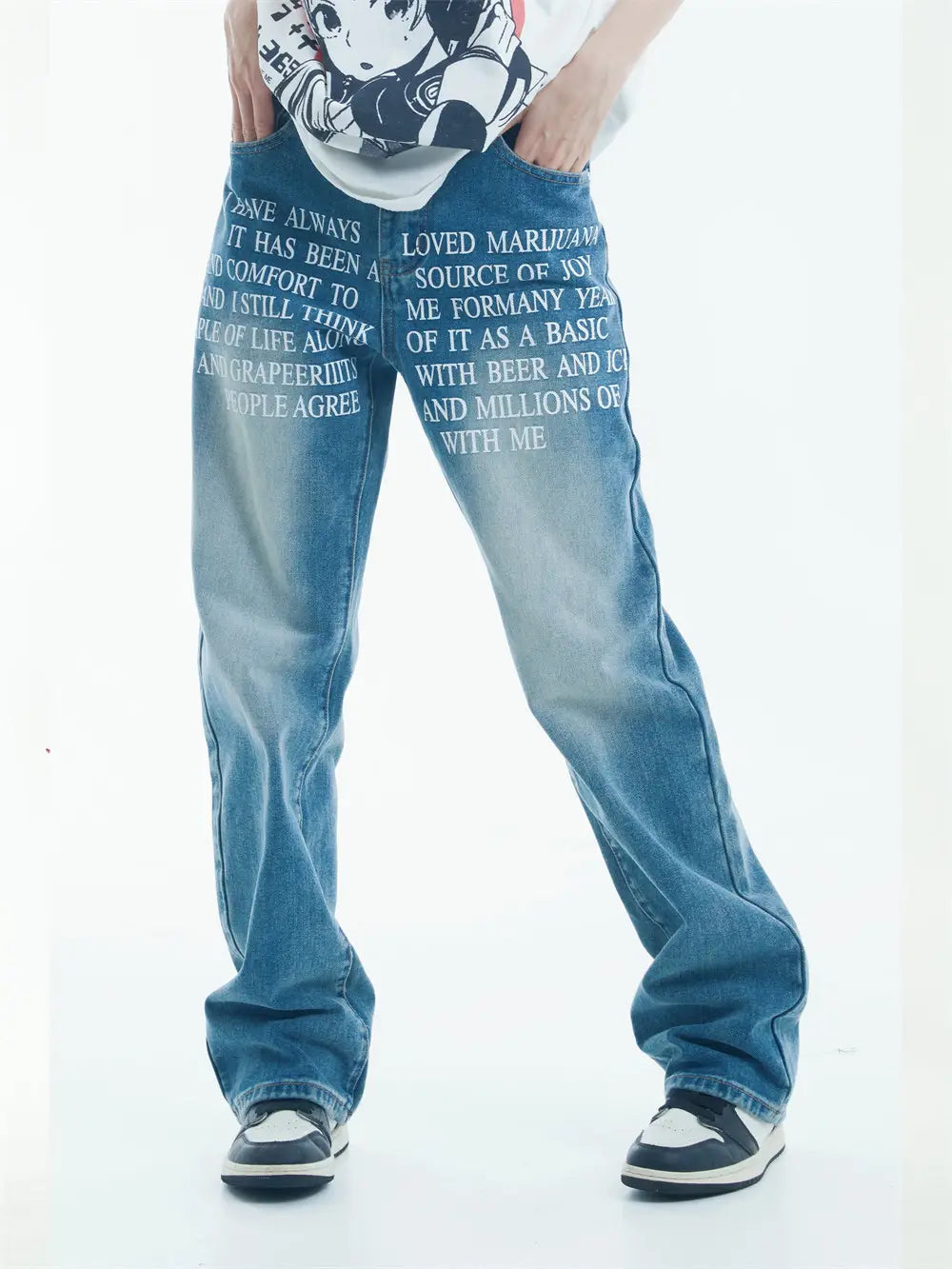 Denim Straight-leg Trousers Men And Women