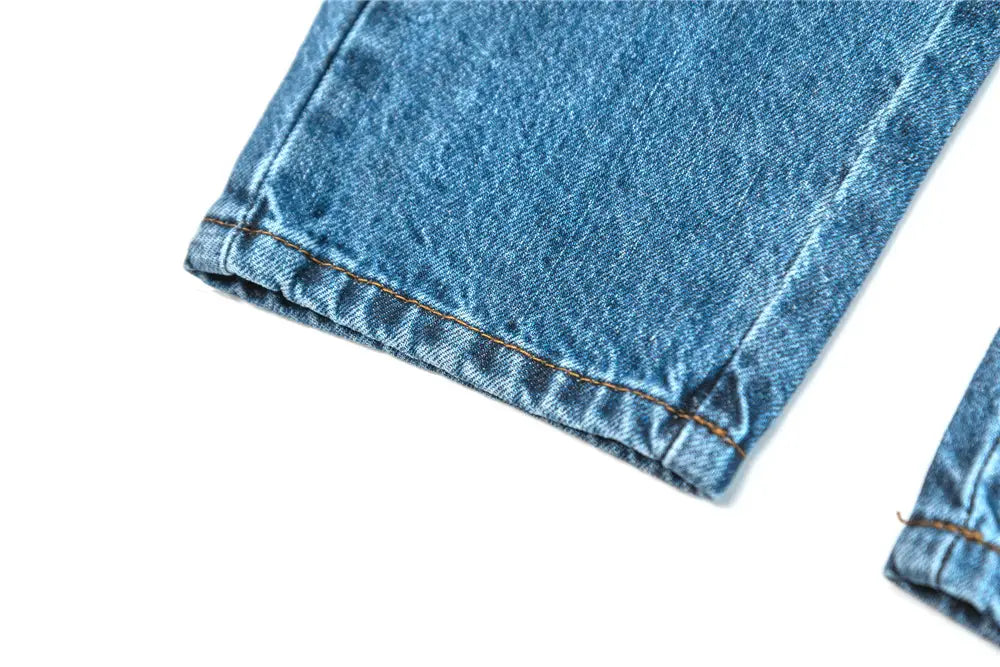 Women’s Retro And Fashion All-matching Slim Blue Straight Hip Raise Slim Fit Jeans