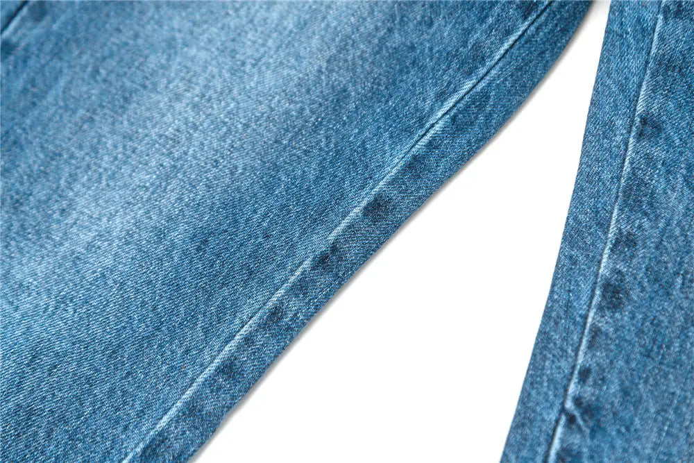 Women’s Retro And Fashion All-matching Slim Blue Straight Hip Raise Slim Fit Jeans
