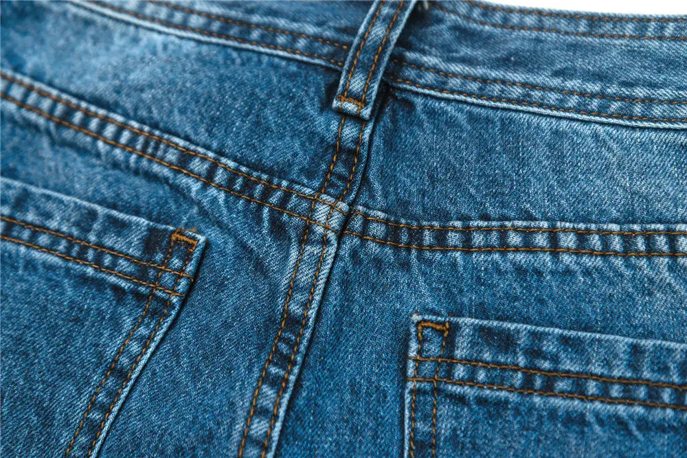 Women’s Retro And Fashion All-matching Slim Blue Straight Hip Raise Slim Fit Jeans