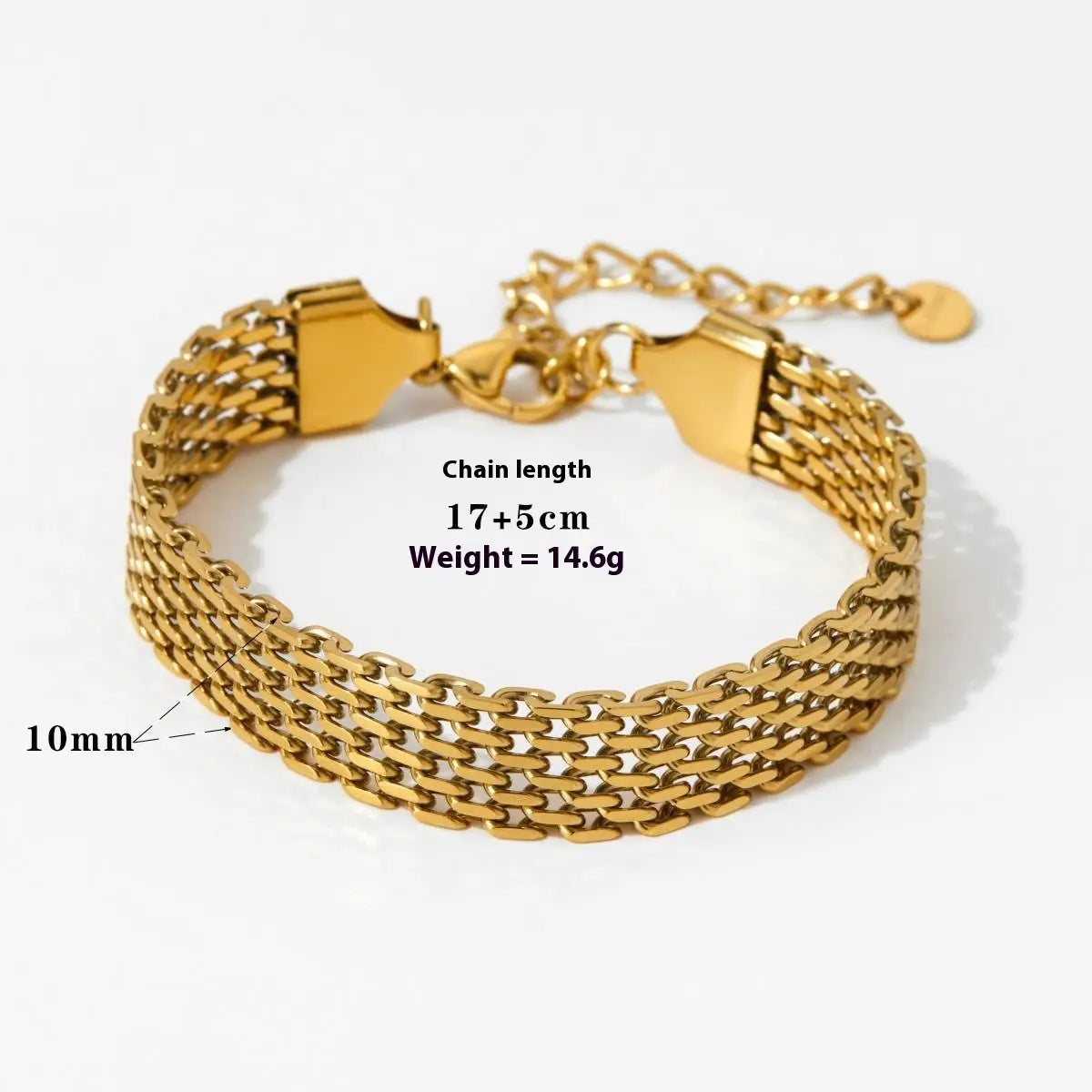 Gold-toned woven chain bracelet from Retro Set Silver Crystal Heart Shaped Jewelry.