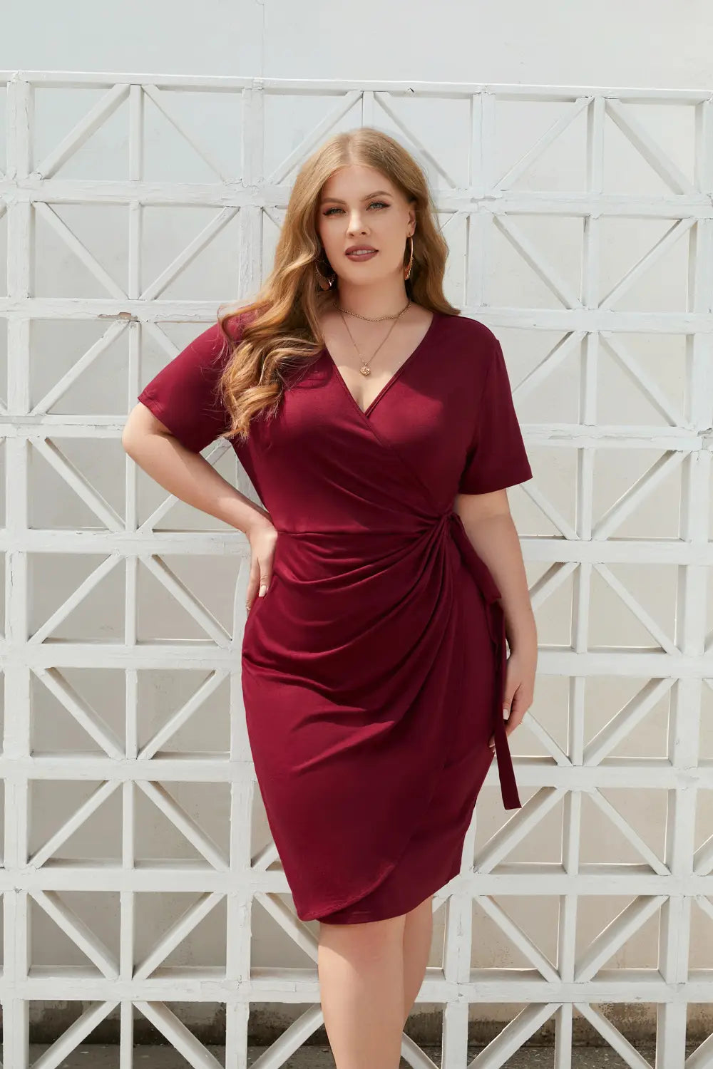 Plus Size Women’s Solid Color Casual Holiday Dress