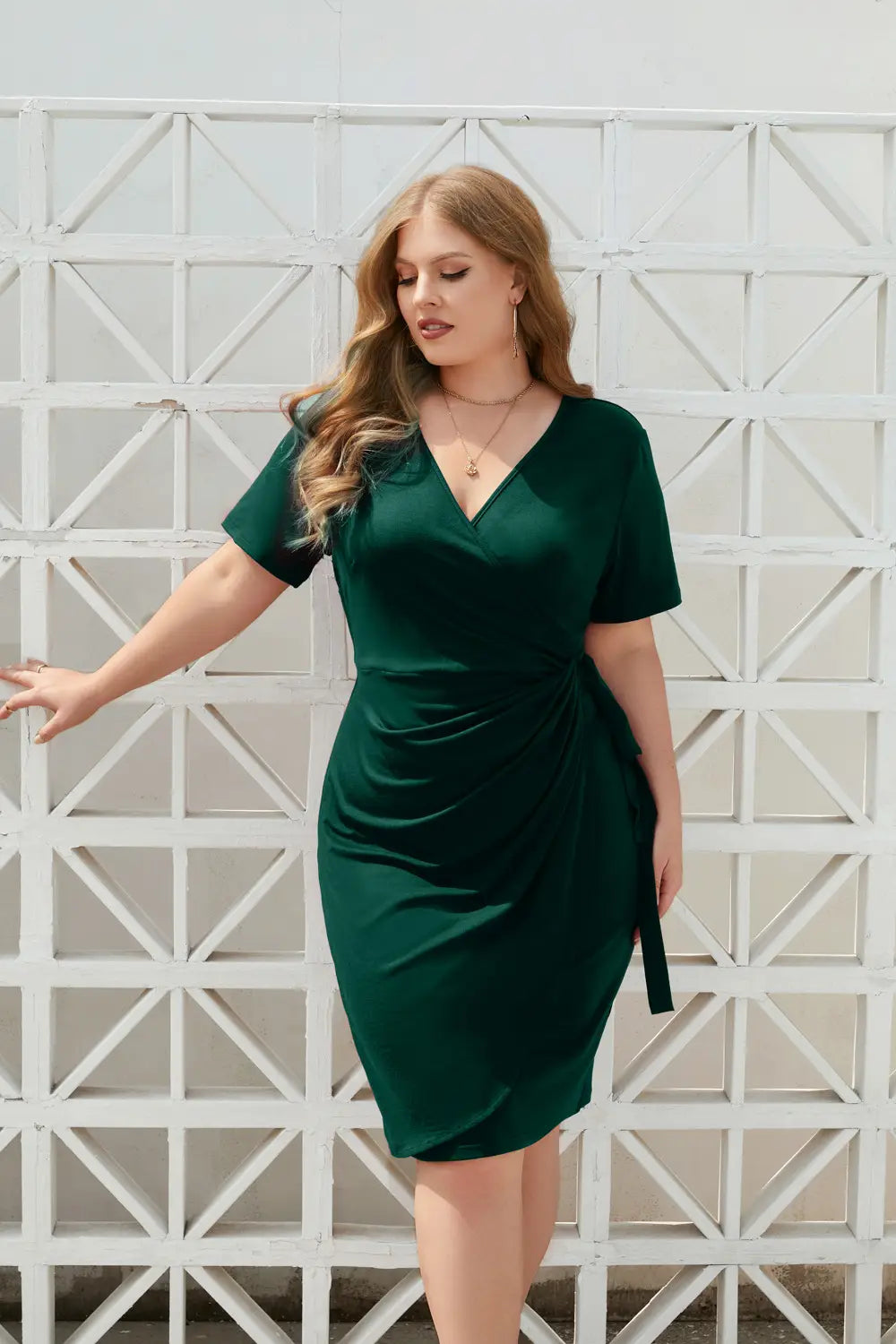 Plus Size Women’s Solid Color Casual Holiday Dress