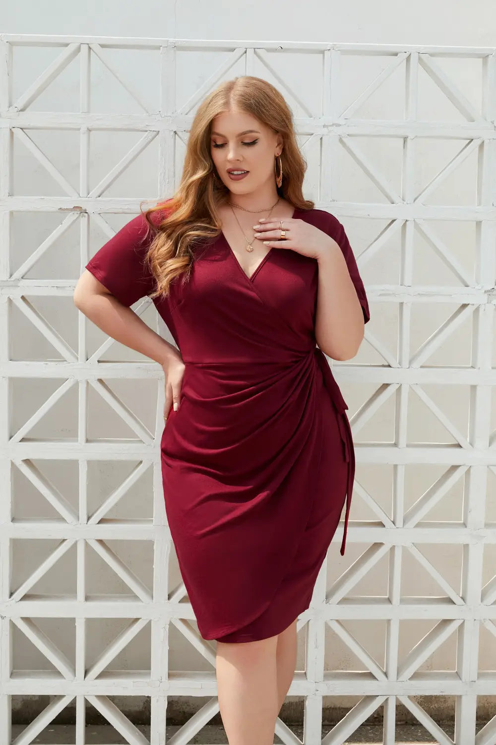 Plus Size Women’s Solid Color Casual Holiday Dress