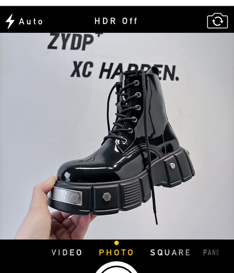 New Men’s Chunky Heel Platform Round Head Lace-up Martin Boots