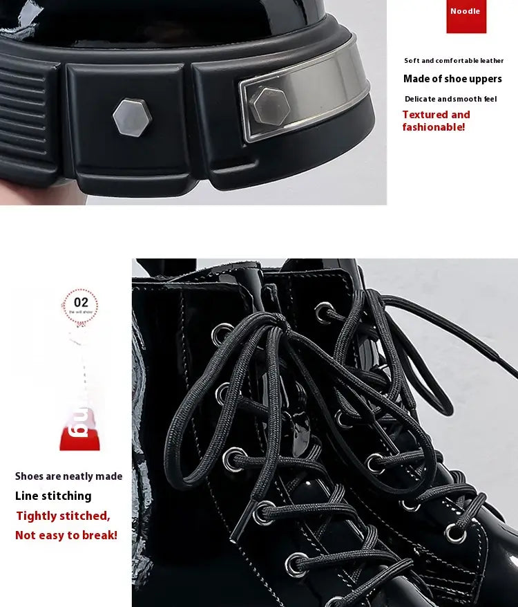 New Men’s Chunky Heel Platform Round Head Lace-up Martin Boots